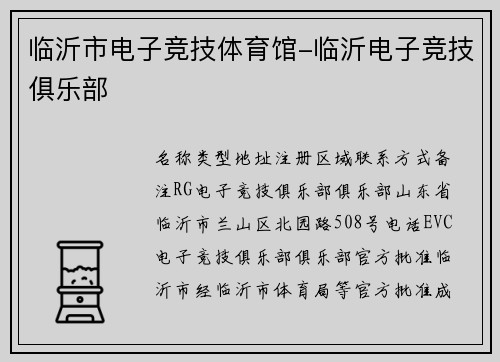 临沂市电子竞技体育馆-临沂电子竞技俱乐部